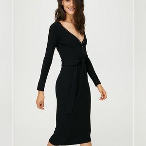 Babaton Henley Sweater Dress, Black, Medium, New with Tags